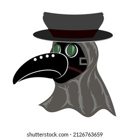 Vector Plague Doctor Mask Isolated on White Background.