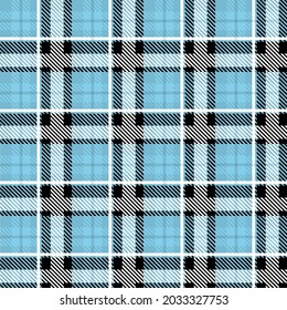 Vector Plaid Blue Color Check Seamless Pattern in Geometric Abstract Style Can be used for Teen Fashion Fabric Design, Textile Classic Dress, Picnic Blanket, Retro Print Shirt and Background Texture