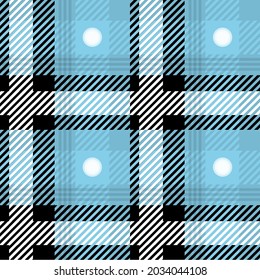 Vector Plaid Blue Color Check Seamless Pattern in Geometric Abstract Style Can be used for Teen Fashion Fabric Design, Textile Classic Dress, Picnic Blanket, Retro Print Shirt and Background Texture