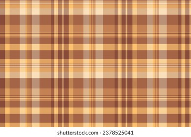 Vector plaid check of background seamless tartan with a texture fabric textile pattern in orange and red colors.