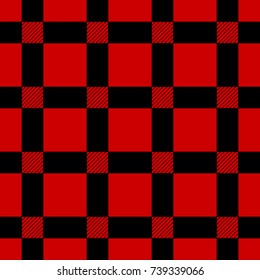 Vector plaid seamless pattern. Red and black textile background.