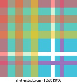 vector plaid seamless repeat pattern in rainbow colors with blue background