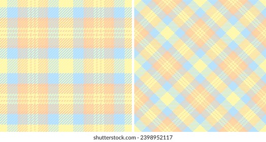 Vector plaid seamless of tartan textile fabric with a texture check pattern background set in pastel colors.
