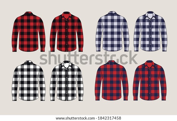 Vector\
plaid shirts patterned front and back view\
design