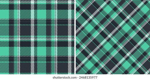 Vector plaid tartan of pattern fabric texture with a seamless textile check background set in popular colors.