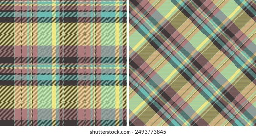 Vector plaid texture of pattern seamless background with a tartan fabric check textile. Set in kids colours. Textured wall paint.