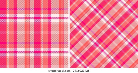 Vector plaid texture of seamless fabric textile with a pattern check tartan background set in skin colors.