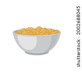 Vector Plain Noodles Illustration, Noodles in White Bowl Isolated on White Background.