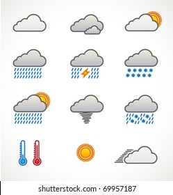 Vector plain weather icon set.