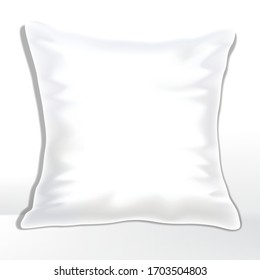 Vector plain and white pillow or cushion mock-up, square shape