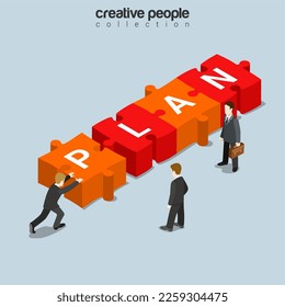 vector plan puzzle piece flat isometric business