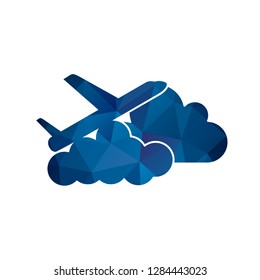 Plane Flying Sky Among Clouds Continuous Stock Vector (Royalty Free ...