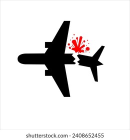 Vector Plane crash accident silhouette illustration icon