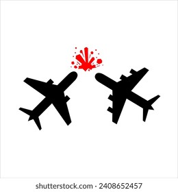 Vector Plane crash accident silhouette illustration icon