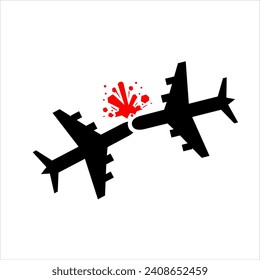 Vector Plane crash accident silhouette illustration icon