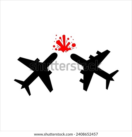 Vector Plane crash accident silhouette illustration icon