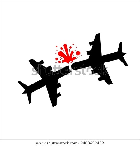 Vector Plane crash accident silhouette illustration icon