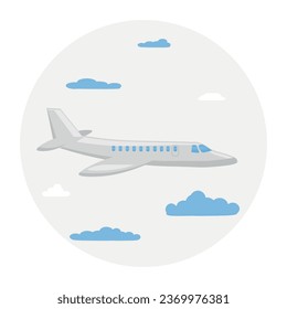 Vector plane icon. Flat illustration. Suitable for animation, using in web, apps, books, education projects. No transparency, solid colors only. Svg, lottie without bags. svg