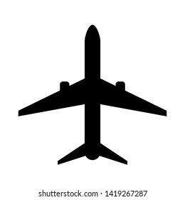 Vector plane icon isolated on white background. Silhouette, symbol, icon, sign of the plane.