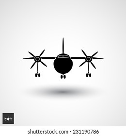 Vector plane logo icon. Black sign airplane