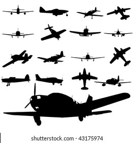 vector plane silhouette set