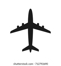 Vector plane silhouette, solid illustration, isolated on white. Each part is separated.