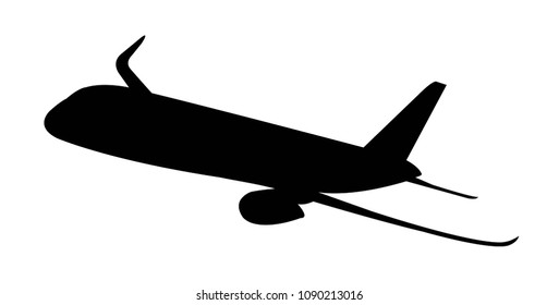 Vector plane Single color details are black on a white background.