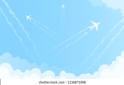 Vector plane in the sky.