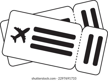 Vector Plane ticket. Simple flat line art style