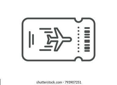 Vector Plane Ticket. Simple Flat Line Art Style