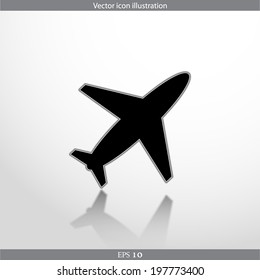 Vector plane web icon. Isolated on white.