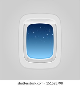 Vector Plane Window At Night - Separate Layers For Easy Editing