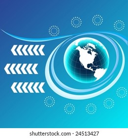 Vector planet earth in blue space dimension