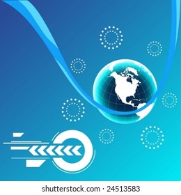 Vector planet earth in blue space dimension