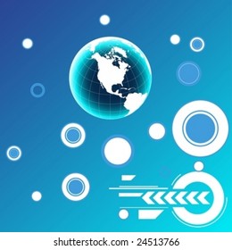 Vector planet earth in blue space dimension