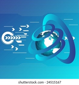 Vector planet earth in blue space dimension