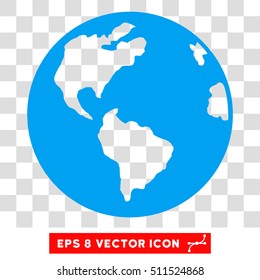 Vector Planet Earth EPS vector pictogram. Illustration style is flat iconic blue symbol on a transparent background.