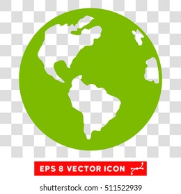 Vector Planet Earth EPS vector pictograph. Illustration style is flat iconic eco green symbol on a transparent background.