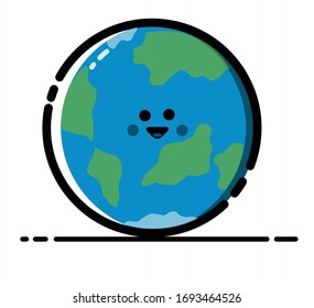 Vector planet earth flat icon. Beautiful cute earth vector unique design. Planet vector.  Design for wallpaper, background, phone case