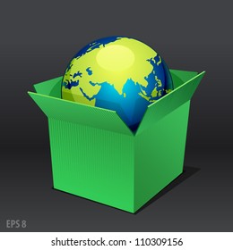 vector planet earth in the green box