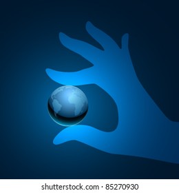 Vector Planet Earth in Hand Illustration