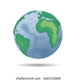 Vector Planet Earth Icon With Depth Of The Sea . Web Illustration Background. Isolated Earth Globe. World Map Design. Global Sphere Planet Symbol.