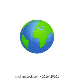 Vector planet Earth icon. Flat planet Earth icon. Flat design vector illustration for web banner, web and mobile, infographics. Vector Earth icon graphic. Vector icon isolated on gradient background