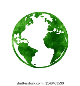 Vector planet Earth icon. Flat planet Earth icon, Planet day, green planet