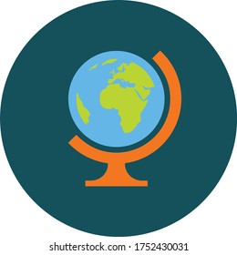 Vector planet Earth icon. Flat planet Earth icon. Flat design vector illustration. trendy school icon on Green background for web graphic