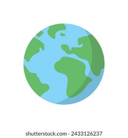 Vector planet Earth icon. Flat planet Earth icon on white