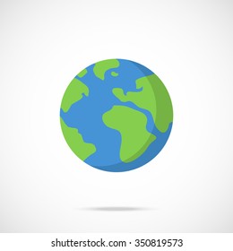 Vector planet Earth icon. Flat planet Earth icon. Flat design vector illustration for web banner, web and mobile, infographics. Vector Earth icon graphic. Vector icon isolated on gradient background - Shutterstock ID 350819573
