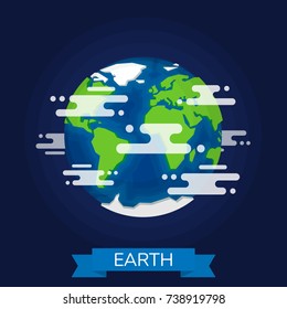 Vector planet Earth icon. Flat planet Earth icon. Flat design vector illustration for web banner, web and mobile, infographics. Vector Earth icon graphic. Vector icon isolated on gradient background