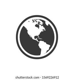Vector Planet Earth Icon Symbol. Stock Vector illustration isolated on white background.