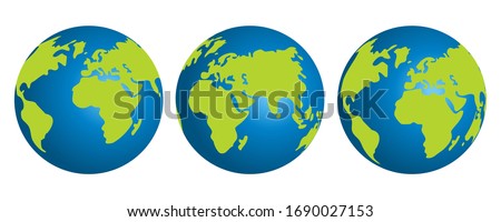 Vector planet earth icons. Globe isolated on a white background. Flat planet Earth icon.
